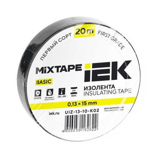 MIXTAPE BASIC Изолента 0,13х15мм черная 20м IEK