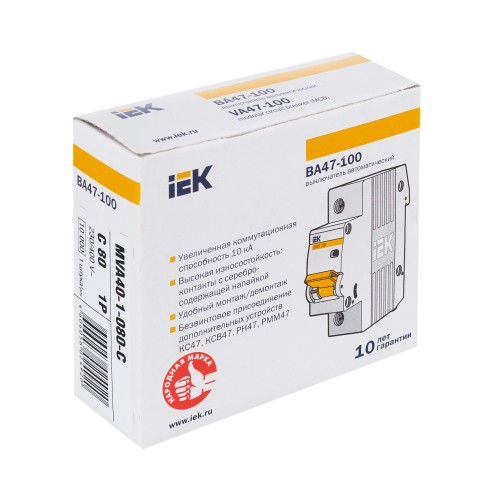 KARAT Автоматический выключатель ВА47-100 1P C 80А 10кА IEK