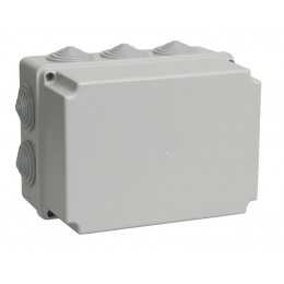 Коробка распаячная КМ41245 для открытой проводки безгалогенная (HF) 190х140х120мм IP44 10 гермовводов серая IEK