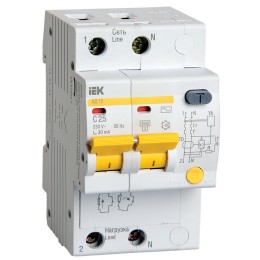 KARAT Дифференциальный автомат АД12 2P 25А 30мА тип AC IEK
