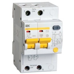 KARAT Дифференциальный автомат АД12 2P 50А 30мА тип AC IEK