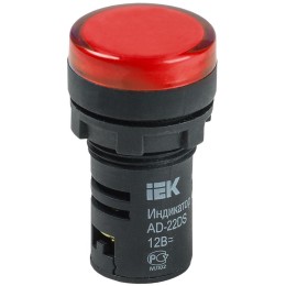 Лампа AD22DS(LED)матрица d=22мм красный 12В AC/DC IEK