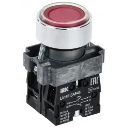 Кнопка управления LA167-BAF45 d=22мм 1NO+1NC красная IEK