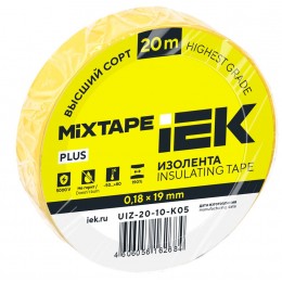 MIXTAPE PLUS Изолента 0,18х19мм желтая 20м IEK