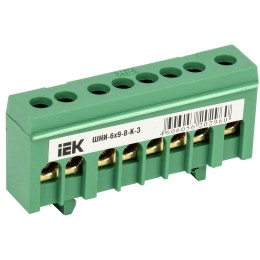 Шина PE ''земля'' в корпусном изоляторе на DIN-рейку ШНИ-6х9-8-К-З IEK