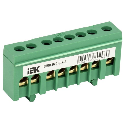 Шина PE ''земля'' в корпусном изоляторе на DIN-рейку ШНИ-6х9-8-К-З IEK