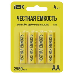 Батарейка щелочная Alkaline LR06/AA (4шт/блистер) IEK