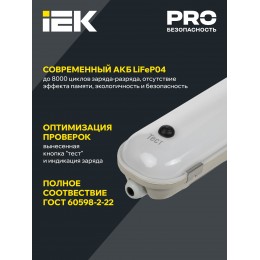 PRO Светильник светодиодный ДСП 1422А 40Вт 1ч 6500К IP65 1200мм с БАП IEK