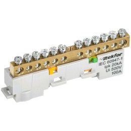 TEKFOR Шина PE ''земля'' неизолированная на универсальном держателе 6х9-12-Ж IEK