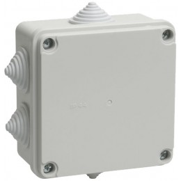 Коробка распаячная КМ41233 для открытой проводки безгалогенная (HF) 100х100х50мм IP44 6 гермовводов серая IEK