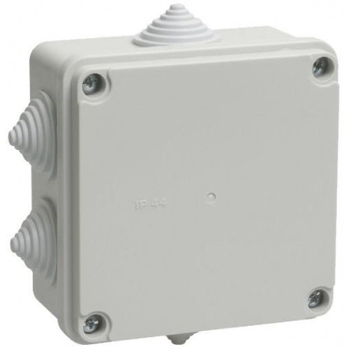 Коробка распаячная КМ41233 для открытой проводки безгалогенная (HF) 100х100х50мм IP44 6 гермовводов серая IEK