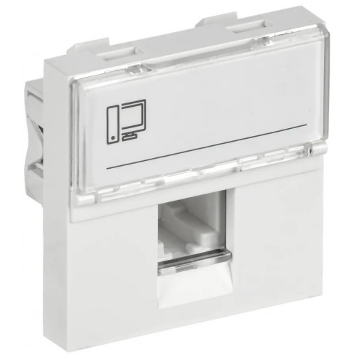 Розетка компьютерная РКИ-20-00-П RJ-45 UTP кат.5e (на 2 модуля) ПРАЙМЕР белая IEK