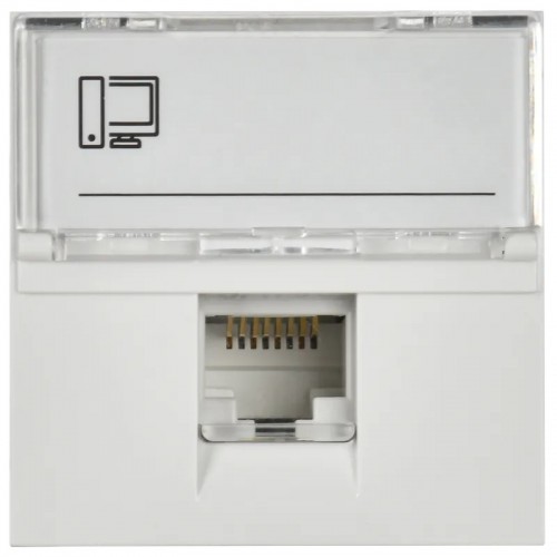 Розетка компьютерная РКИ-20-00-П RJ-45 UTP кат.5e (на 2 модуля) ПРАЙМЕР белая IEK