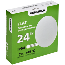 FLAT Светильник светодиодный ДПБ 01-3 24Вт IP54 4000К круг GENERICA