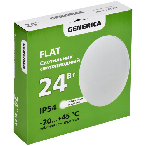FLAT Светильник светодиодный ДПБ 01-3 24Вт IP54 4000К круг GENERICA
