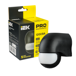 Датчик движения ДД-010 1100Вт 180град 10м IP44 черный IEK