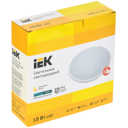 Светильник светодиодный ДПБ 3003 18Вт IP54 4000K круг белый IEK