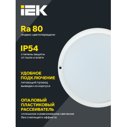 Светильник светодиодный ЖКХ ДПО 4005 8Вт 6500K IP54 круг белый IEK