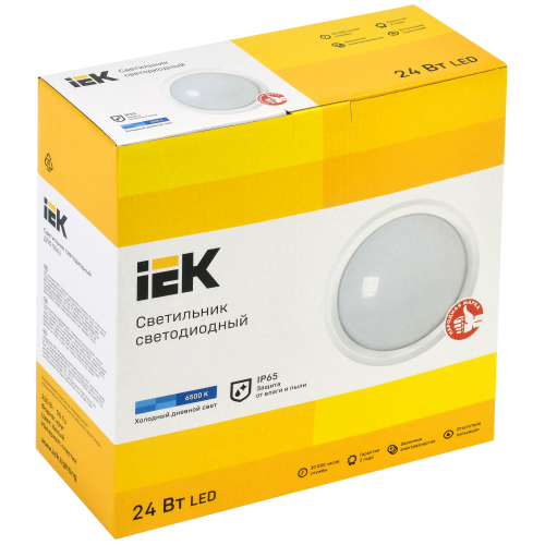 Светильник светодиодный ДПО 5051 18Вт 6500К IP65 круг белый IEK