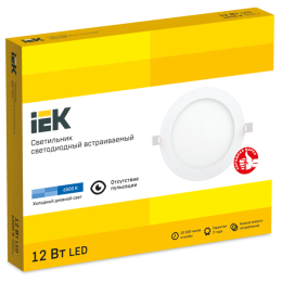 Светильник ДВО 1606 белый круг LED 12Вт 6500 IP20 IEK