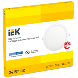 Светильник ДВО 1610 белый, круг LED 24Вт 6500 IP20 IEK