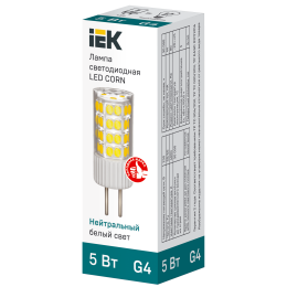 Лампа светодиодная CORN капсула 5Вт 230В 4000К керамика G4 IEK