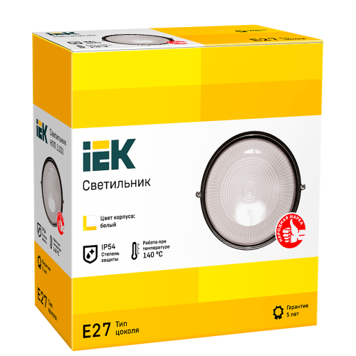 Светильник НПП1101 круг 100Вт IP54 белый IEK