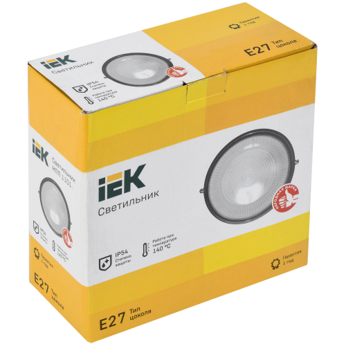 Светильник НПП1101 круг 100Вт IP54 черный IEK