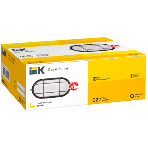 Светильник НПП1202 овал с решеткой 100Вт IP54 белый IEK