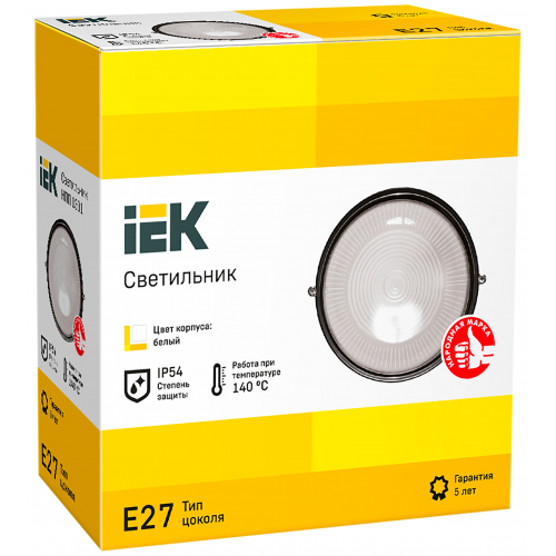 Светильник НПП1301 круг 60Вт IP54 белый IEK