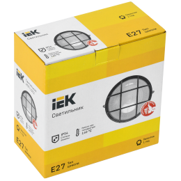 Светильник НПП1302 круг с решеткой 60Вт IP54 черный IEK