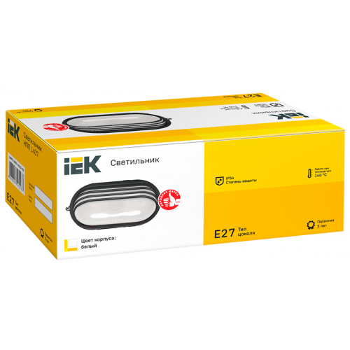 Светильник НПП1407 овал ресничка 60Вт IP54 белый IEK