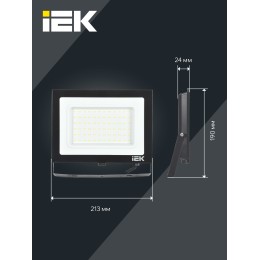 Прожектор СДО 06-70 светодиодный черный IP65 6500 K IEK