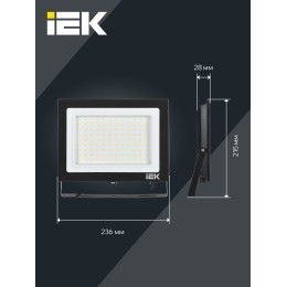 Прожектор СДО 06-100 светодиодный черный IP65 6500 K IEK