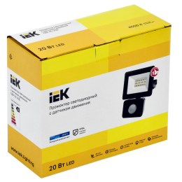 Прожектор СДО 06-20Д светодиодный черный с ДД IP54 6500K IEK