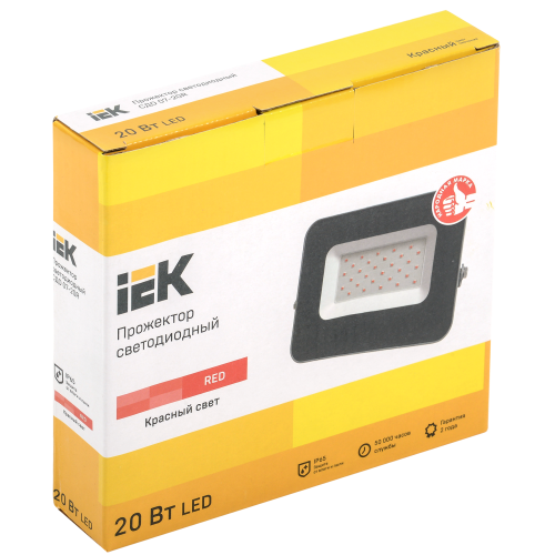 Прожектор светодиодный СДО 07-20R red IP65 серый IEK