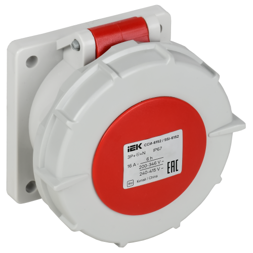 Розетка встраиваемая прямаяССИ-6152 16А-6ч 380В 3P+PE+N IP67 IEK