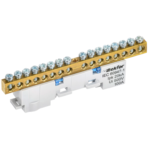 TEKFOR Шина N ''ноль'' неизолированная на универсальном держателе 6х9-16-С IEK