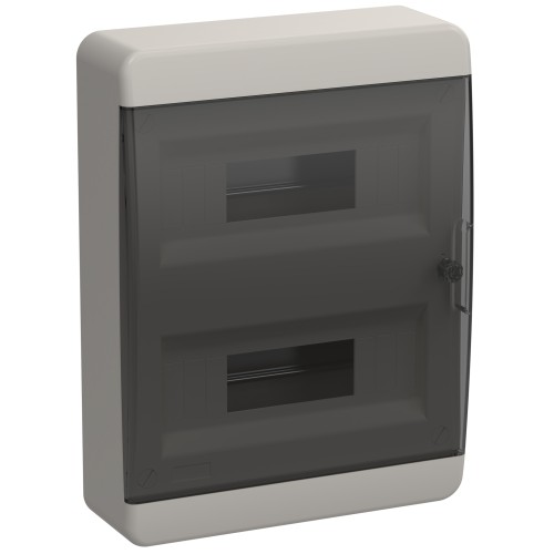 TEKFOR Корпус пластиковый ЩРН-П-24 IP41 черная прозрачная дверь IEK