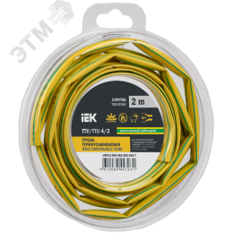 Трубка термоусадочная ТТУ нг-LS 4/2 желто-зеленая (2м/упак) IEK