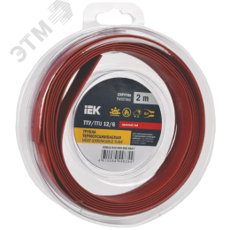 Трубка термоусадочная ТТУ нг-LS 12/6 красная (2м/упак) IEK