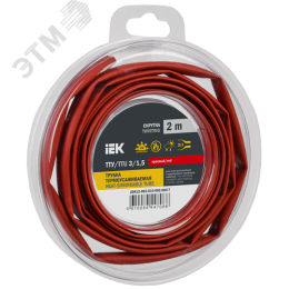 Трубка термоусадочная ТТУ нг-LS 3/1,5 красная (2м/упак) IEK