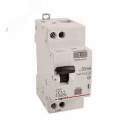 Выключатель автоматический дифференциального тока АВДТ RX3 6000 - 6 кА - тип характеристики С - 1П+Н - 230 В~ - 10 А - тип АС - 30 ма - 2 модуля