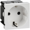 Розетка с заземляющим контактом без защитной шторки и винтовым зажимом (2 модуля) белая