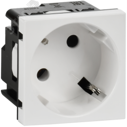 Розетка 45град с заземляющим контактом без защитной шторки и винтовым зажимом (2 модуля) белая