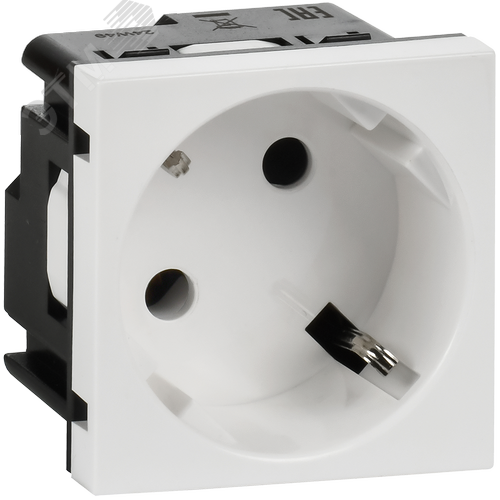 Розетка 45град с заземляющим контактом без защитной шторки и винтовым зажимом (2 модуля) белая