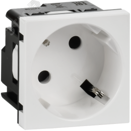 Розетка 45град с заземляющим контактом защитной шторкой и винтовым зажимом (2 модуля) белая