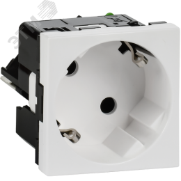 Розетка 45град с заземляющим контактом без защитной шторки и безвинтовым зажимом (2 модуля) белая