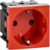Розетка с заземляющим контактом защитной шторкой и винтовым зажимом (2 модуля) красная