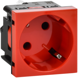 Розетка 45град с заземляющим контактом без защитной шторки и винтовым зажимом (2 модуля) красная